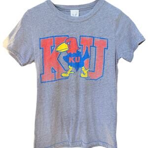 Kansas Jayhawks KU Mascot T Shirt Womens Medium Gray NCAA College Tee